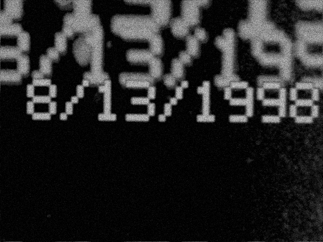 Close view of 8/13/1998 multiplying and breaking apart in the simulated video feedback loop